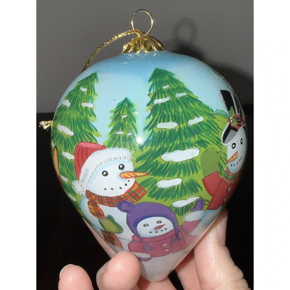 Pier 1 Imports Li Bien Vintage 2004 Hand-painted Teardrop Christmas Ornaments